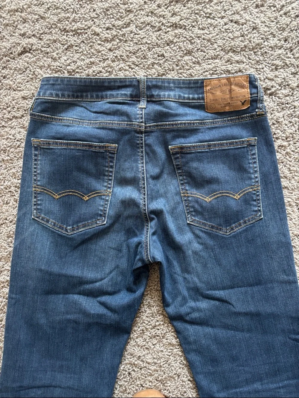American Eagle Outfitters Extreme Flex Original Straight Jeans in Dark Blue Wash